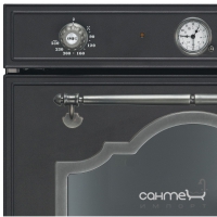 Электрический духовой шкаф Smeg Cortina SF750AS Антрацит, фурнитура состаренное серебро