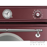 Электрический духовой шкаф Smeg Cortina SF750PX Кремовый бордо, фурнитура серебристая