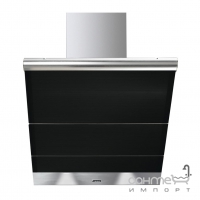 Настенная кухонная вытяжка Smeg Linea KTS75NCE Нерж сталь, чёрное стекло
