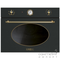 Электрический духовой шкаф с микроволновой печью Smeg Coloniale SF4800MCA Антрацит, фурнитура позолоченная