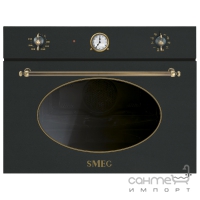 Электрический духовой шкаф с микроволновой печью Smeg Coloniale SF4800MCAO Антрацит, фурнитура латунь