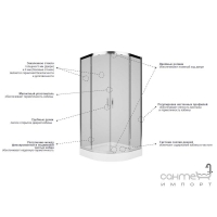 Душевая кабина полукруглая Kolo Rekord PKPG90222003 профиль серый глянец, прозрачное стекло