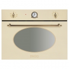 Электрический духовой шкаф с микроволновой печью Smeg Coloniale SF4800MCPO Кремовый, фурнитура латунь