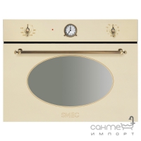Электрический духовой шкаф с микроволновой печью Smeg Coloniale SF4800MCPO Кремовый, фурнитура латунь