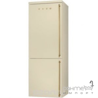Холодильник комбінований соло 70 см, No Frost Smeg COLONIALE (А+) FA8003POS кремовий, латунь ручки
