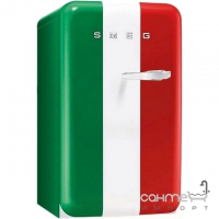 Мінібар соло, 54 см Smeg 50S RETRO STYLE (А+) FAB10HLIT італ.прапор, срібляста фурнітура, петлі зліва
