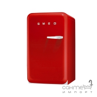 Минибар соло, 54 см Smeg 50S RETRO STYLE (А+) FAB10HLR красный, фурнитура серебристая, петли слева