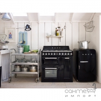 Холодильник однодверный соло, 54 см, Smeg 50s Retro Style (А+) FAB10LNE черный, петли слева