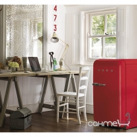 Холодильник соло однодверний, 54 см, Smeg 50s Retro Style (А+) FAB10LR червоний, петлі зліва