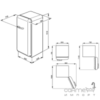 Холодильник соло однодверний, 60 см, Smeg 50s Retro Style (А++) FAB28LCS1 смугастий, петлі зліва