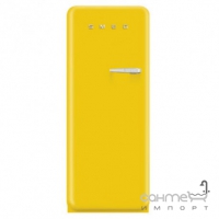 Холодильник однодверный соло, 60 см, Smeg 50s Retro Style (А++) FAB28LG1 желтый, петли слева