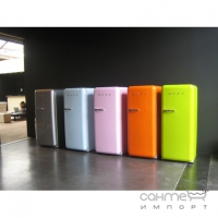 Холодильник однодверный соло, 60 см, Smeg 50s Retro Style (А++) FAB28LX1 серебристый, петли слева
