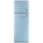 Холодильник двухдверный соло, 60 см, Smeg 50s Retro Style (А++) FAB30LAZ1 голубой, петли слева