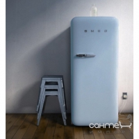 Холодильник соло, 60 см, Smeg 50s Retro Style (А++) FAB28RAZ1 блакитний, петлі праворуч
