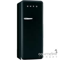 Холодильник однодверный соло, 60 см, Smeg 50s Retro Style (А++) FAB28RNE1 черный, петли справа