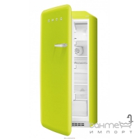Холодильник соло, 60 см, Smeg 50s Retro Style (А++) FAB28RVE1 колір лайма, петлі праворуч