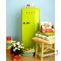 Холодильник соло, 60 см, Smeg 50s Retro Style (А++) FAB28RVE1 колір лайма, петлі праворуч