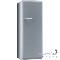 Холодильник однодверный соло, 60 см, Smeg 50s Retro Style (А++) FAB28RX1 серебристый, петли справа