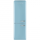 Холодильник комбі соло, 60 см, морозильник No Frost Smeg 50s Retro Style (А++) FAB32LAZN1 блакитний, петлі зліва