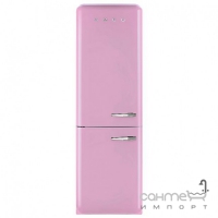 Холодильник комбі соло, 60 см, морозильник No Frost Smeg 50s Retro Style (А++) FAB32LRON1 рожевий, петлі зліва