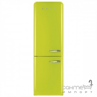 Холодильник комбі соло, 60 см, морозильник No Frost Smeg 50s Retro Style (А++) FAB32LVEN1 колір лайма, петлі зліва