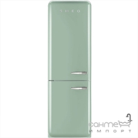 Холодильник комбі соло, 60 см, морозильник No Frost Smeg 50s Retro Style (А++) FAB32LVN1 світло-зелений, петлі зліва