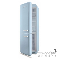 Холодильник комбі соло, 60 см, морозильник No Frost Smeg 50s Retro Style (А++) FAB32RAZN1 блакитний, петлі праворуч