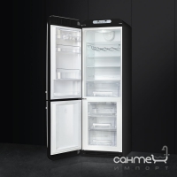 Холодильник комбі соло, 60 см, морозильник No Frost Smeg 50s Retro Style (А++) FAB32RNEN1 чорний, петлі праворуч
