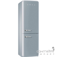 Холодильник комбі соло, 60 см, морозильник No Frost Smeg 50s Retro Style FAB32RXN1 сріблястий, петлі праворуч