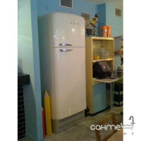 Холодильник соло, 80 см, No Frost Smeg 50s Retro Style FAB50P кремовий, петлі праворуч