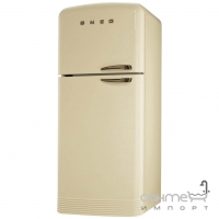Холодильник соло, 80 см, No Frost Smeg 50s Retro Style FAB50POS кремовий, латунь, петлі зліва