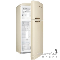 Холодильник двухдверный соло, 80 см, No Frost Smeg 50s Retro Style FAB50POS кремовый, латунь, петли слева