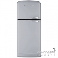 Холодильник двухдверный соло, 80 см, No Frost Smeg 50s Retro Style FAB50XS серебристый, петли слева