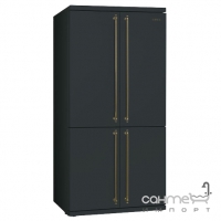 Холодильник 4-х дверний Side-by-side соло, 92 см, No-frost Smeg COLONIALE FQ60CAO антрацит