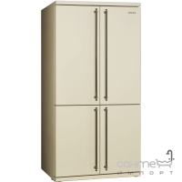 Холодильник 4-х дверный Side-by-side соло, 92 см, No-frost Smeg COLONIALE FQ60CPO кремовый