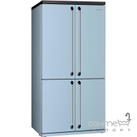 Холодильник 4-х дверный Side-by-side соло, 92 см, No-frost Smeg VICTORIA FQ960PB голубой, хром