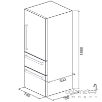 Холодильник с французской дверью соло, 74 см, No Frost Smeg UNIVERSAL FT41BXE нержавеющая сталь