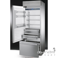 Холодильник комбінований соло, 70 см, No Frost Smeg CLASSICA RF376RSIX нерж.сталь, петлі справа