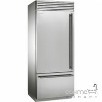 Холодильник комбінований соло, 90 см, No Frost Smeg CLASSICA RF396LSIX нерж.сталь, петлі зліва
