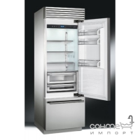 Холодильник комбінований соло, 90 см, No Frost Smeg CLASSICA RF396LSIX нерж.сталь, петлі зліва