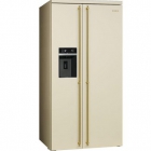 Холодильник Side-by-Side соло, 91 см, No Frost Smeg COLONIALE SBS8004PO кремовый, латунь