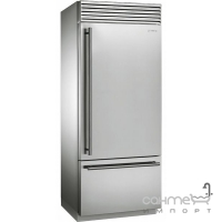 Холодильник комбінований соло, 90 см, No Frost Smeg CLASSICA RF396RSIX нерж.сталь, петлі справа