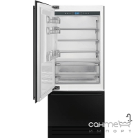 Комбінований холодильник, що вбудовується, 90 см, No Frost Smeg CLASSICA RI96LSI нерж.сталь, петлі зліва