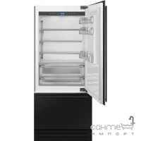 Комбінований холодильник, що вбудовується, 90 см, No Frost Smeg CLASSICA RI96RSI нерж.сталь, петлі справа
