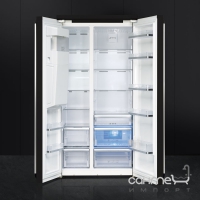 Холодильник Side-by-Side соло, 91 см, No Frost Smeg VICTORIA SBS963P, кремовий, фурнітура хром
