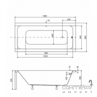 Прямоугольная ванна Besco PMD Piramida Modern 140x70 белая