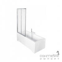 Шторка для ванны Besco PMD Piramida Ambition premium -2 80,5х140, профиль хром, стекло прозрачное