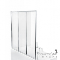 Шторка для ванны Besco PMD Piramida Ambition premium -3 130х140, профиль хром, стекло прозрачное