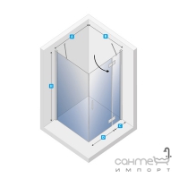 Квадратна душова кабіна New Trendy RENOMA P D-0047A/D-0041B права, прозора