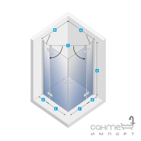 Квадратна душова кабіна New Trendy RENOMA 2D K-0241 прозора